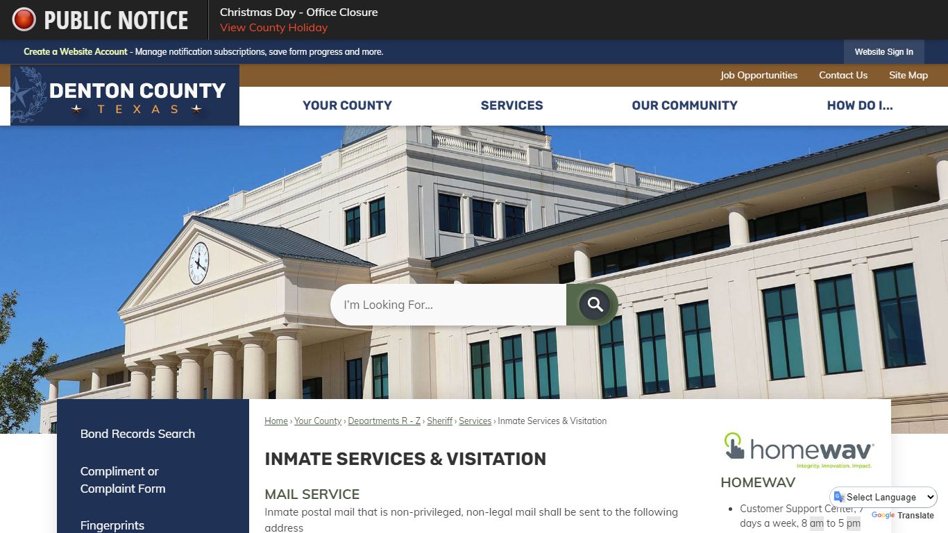 Inmate Services & Visitation | Denton County, TX