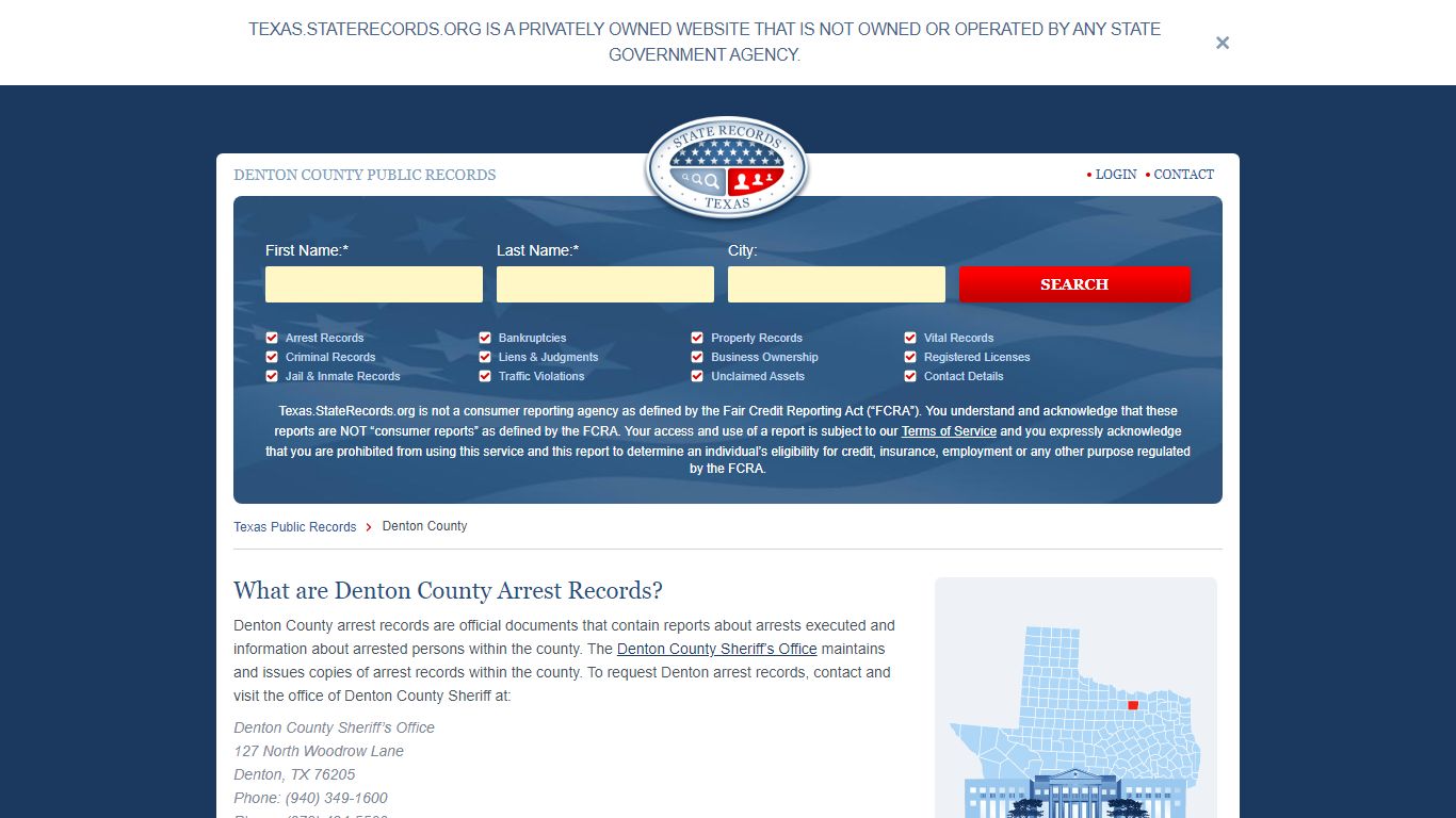 Denton County Arrest, Court, and Public Records | StateRecords.org