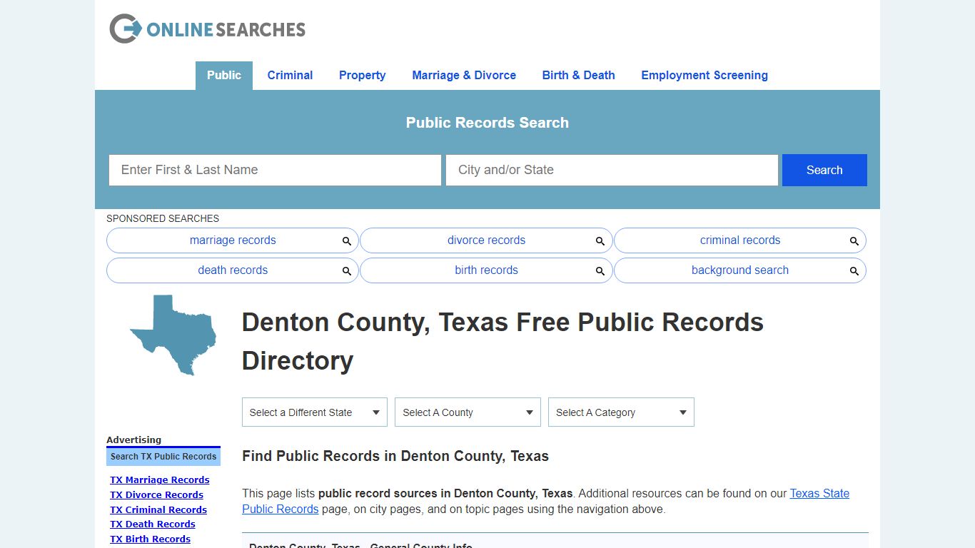 Denton County, Texas Public Records Directory - OnlineSearches.com